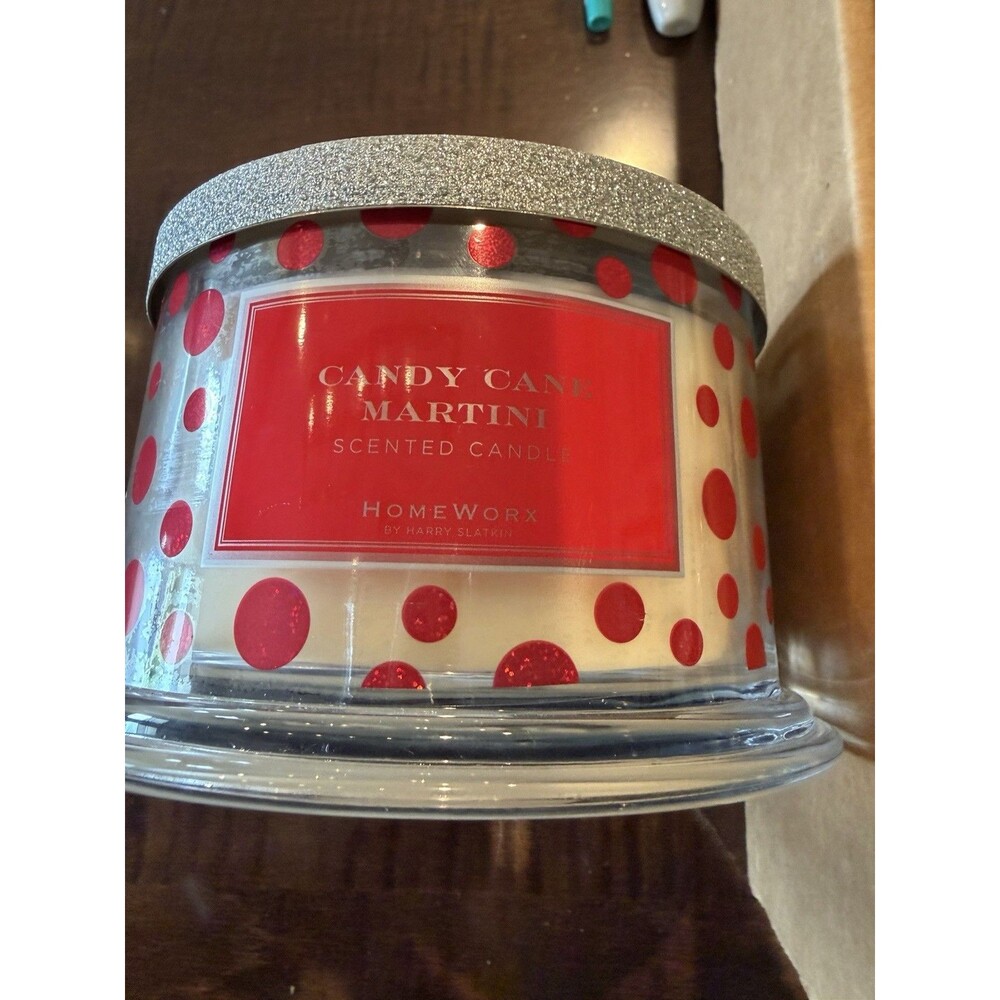 HomeWorx By Harry Slatkin Candy Cane Martini Three Wick Candle